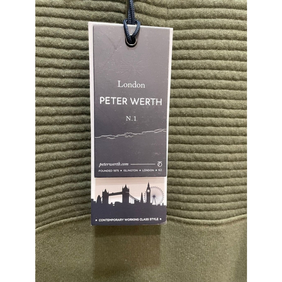 Peter Werth Long Sleeve Polo Collared Fleece Sweatshirt Military Green Medium - Picture 4 of 13
